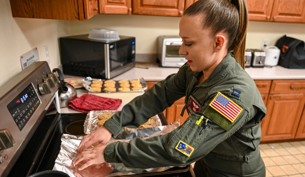 military member cooking